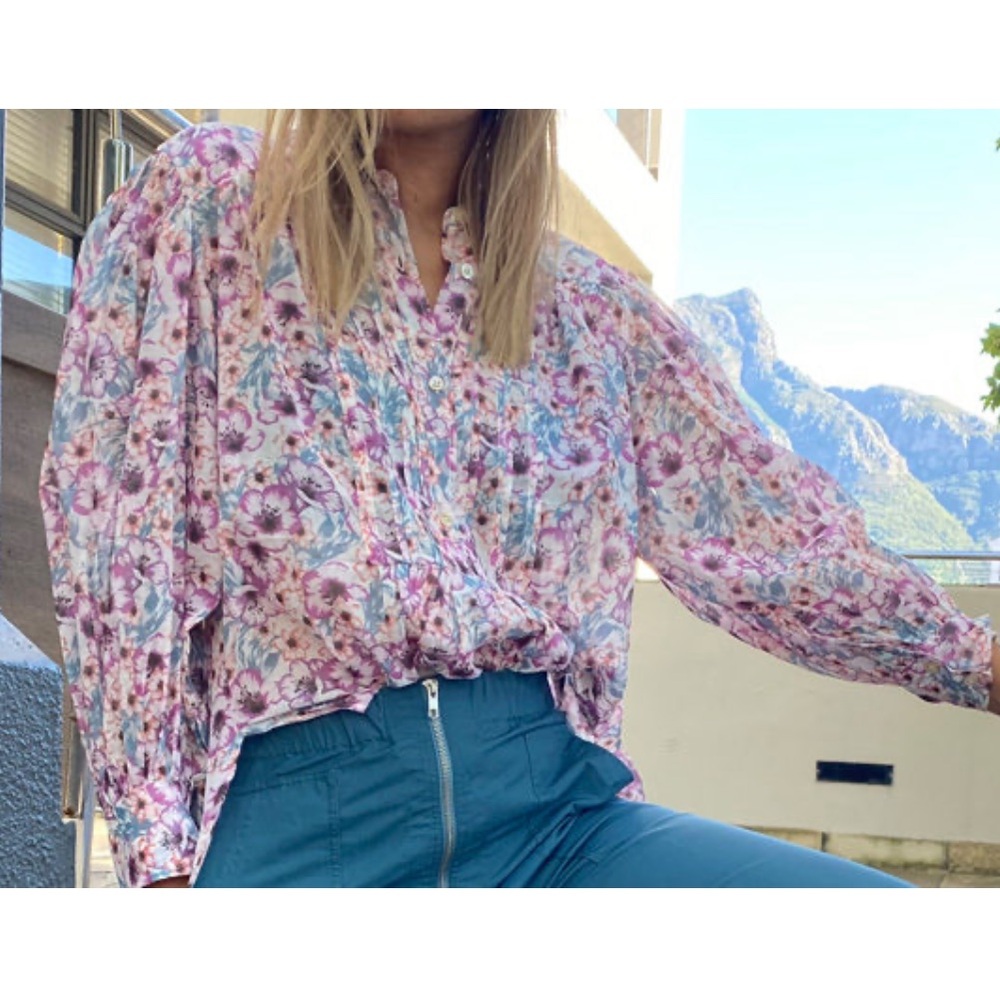Isabel Marant Etoile Adigra Floral Blouse in Ecru, Size 38/US 6
